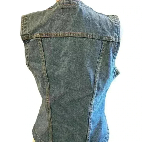 Dixie Denim Vest Sleeveless Button-Front Chest Pocket Medium Wash Blue Size M - Picture 5 of 7